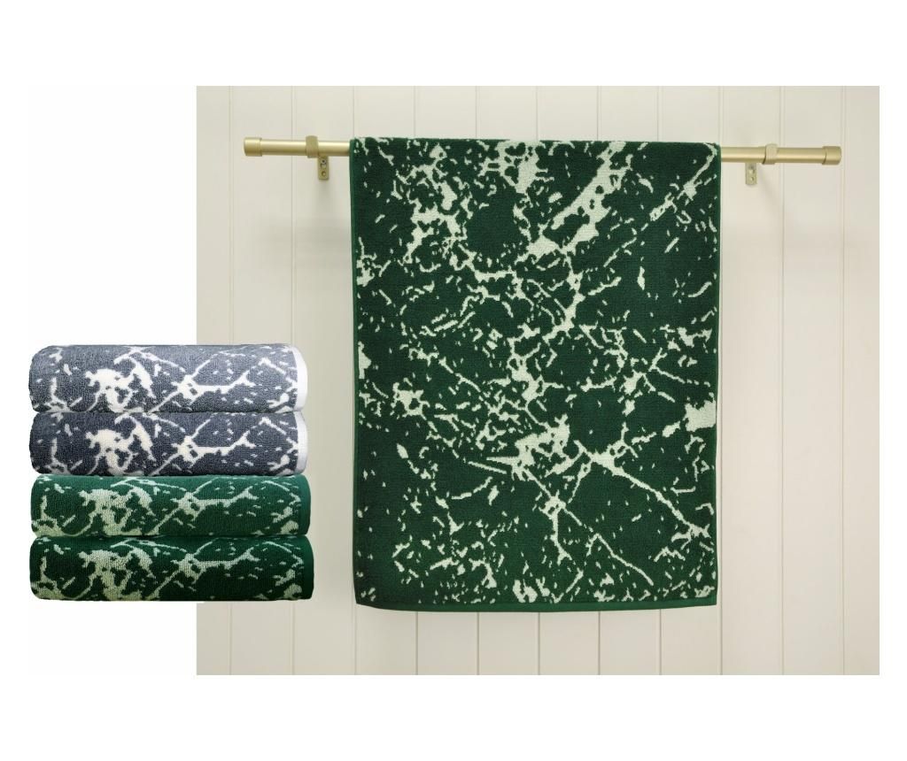 Set 4 prosoape de baie Marble Grey Green 48×90 cm – Ardenza, Gri & Argintiu Ardenza